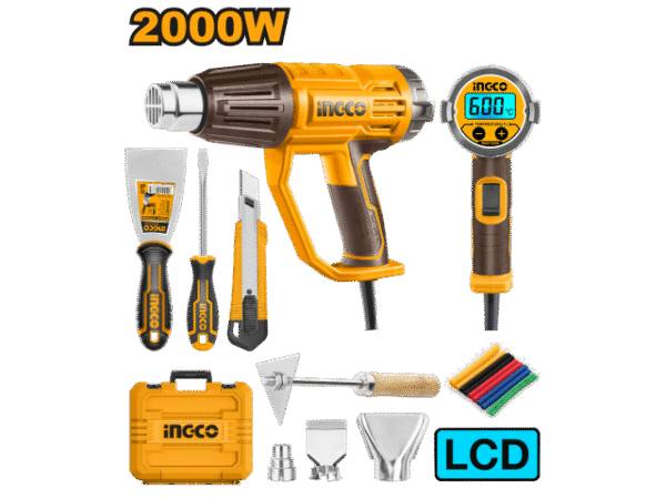 productos3_6284 PISTOLA DE CALOR 2000W EN SET C VALIJA Y ACCESORIOS LCD INGCO HG2000581